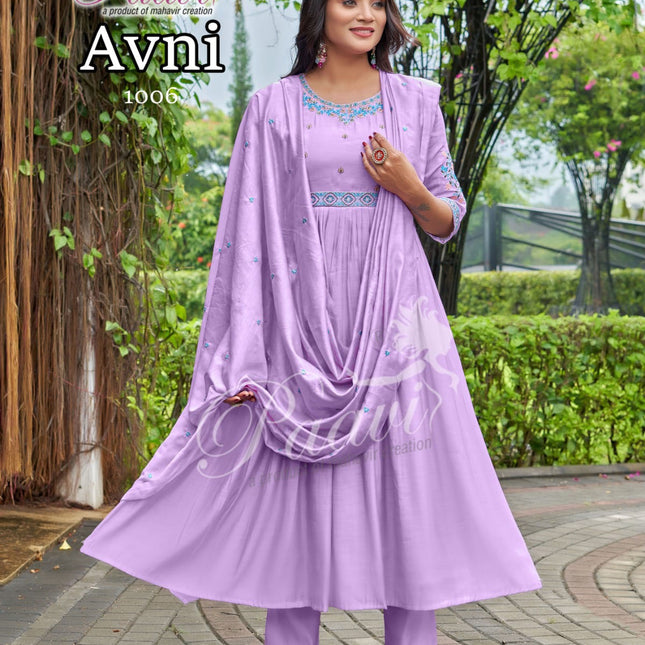 Premium Chanderi Anarkali Suit Set with Lining – Avni Mal Collection