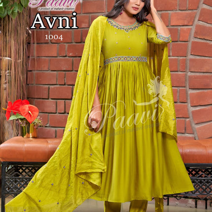 Graceful Chanderi Anarkali Salwar Suit Full Set (Ready to Wear)