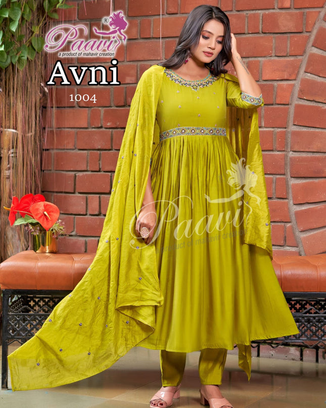 Graceful Chanderi Anarkali Salwar Suit Full Set (Ready to Wear)