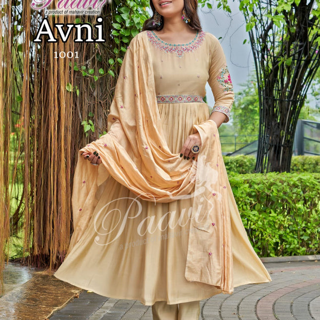 Classic Chanderi Anarkali Full Set with Dupatta – Elegant Ready-Made Suit