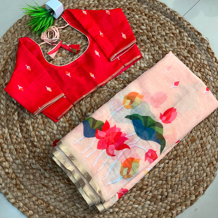 Saree With Stitched Blouse - (size-36-40) - SWSB 355