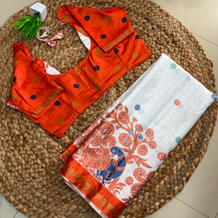 Saree With Stitched Blouse - (size-36-40) - SWSB 373