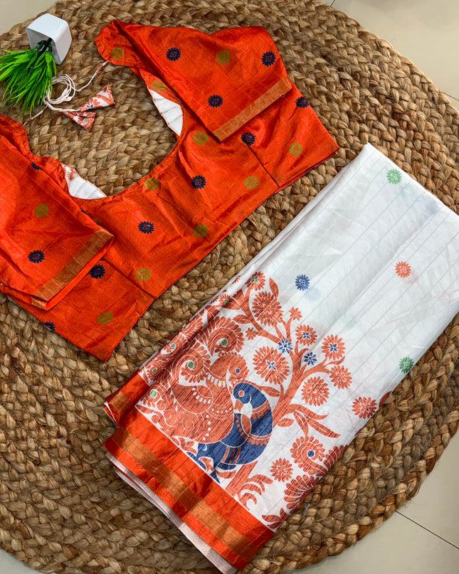 Saree With Stitched Blouse - (size-36-40) - SWSB 373