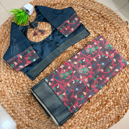 Saree With Stitched Blouse - (size-38-42) - SWSB 374