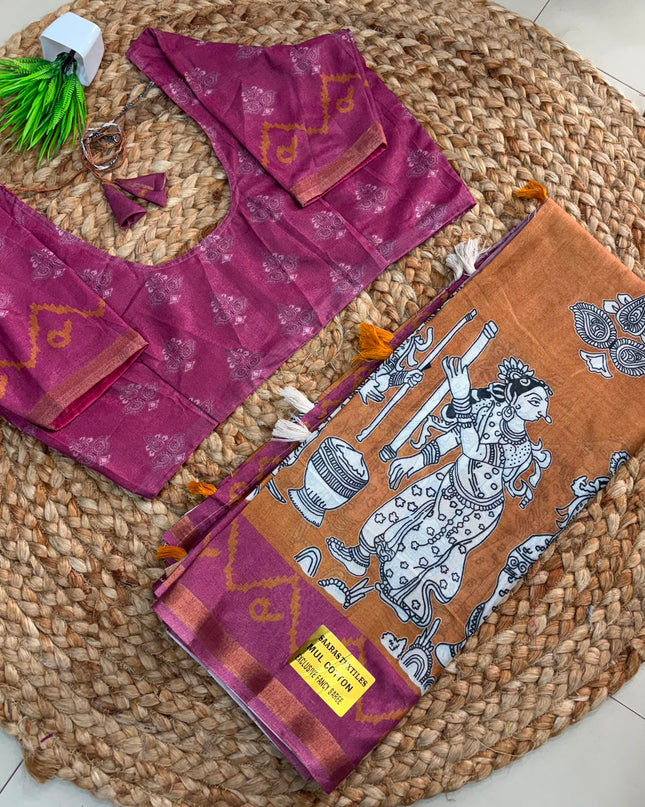 Saree With Stitched Blouse - (size-36-40) - SWSB 376
