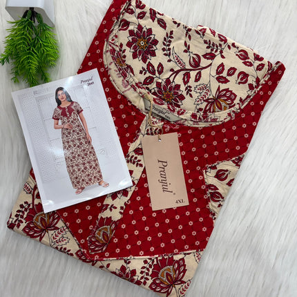 Pranjul Nighty - Zip Model - (SIZE-L-4XL) - PN 208
