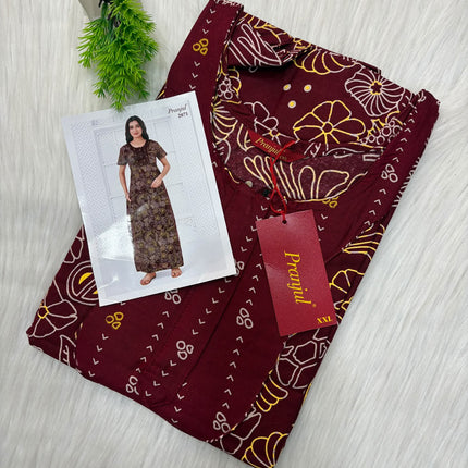 Pranjul Nighty - Zip Model - (SIZE-L-4XL) - PN 218
