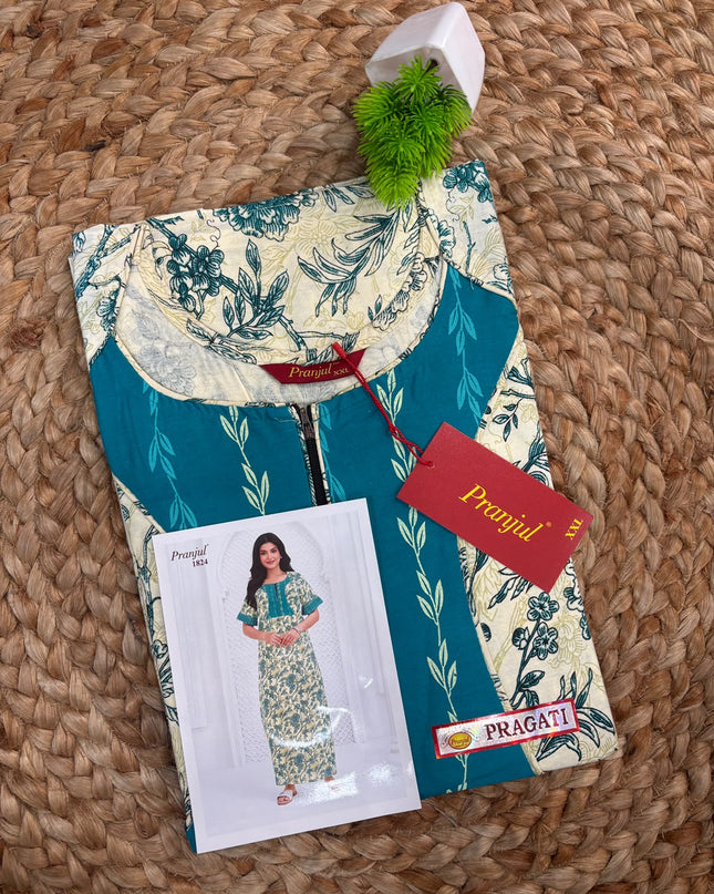 Pranjul Nighty - (SIZE-XXL) - PN 171 - Short Zip Model