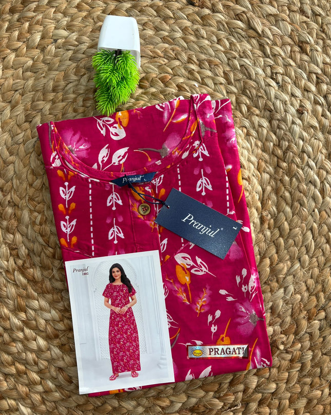 Pranjul Nighty - (SIZE-L) - PN 159 - with button model