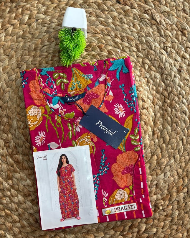 Pranjul Nighty - (SIZE-L) - PN 161 - with zip model