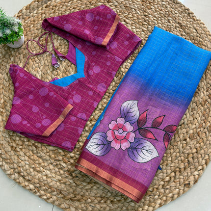 Saree With Stitched Blouse -(size-40-44) - SWSB 171