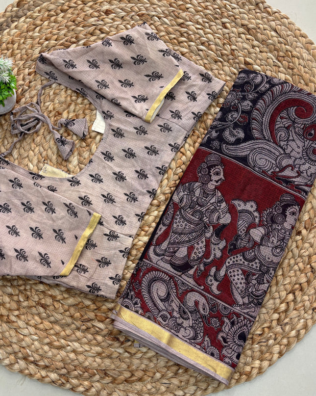Saree With Stitched Blouse - (size-40-44) - SWSB 175