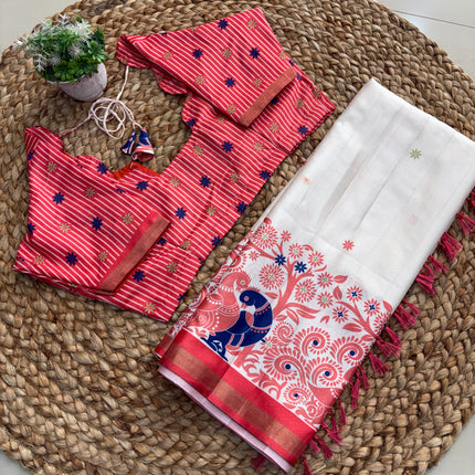 Saree With Stitched Blouse - (size-36-40) - SWSB 176