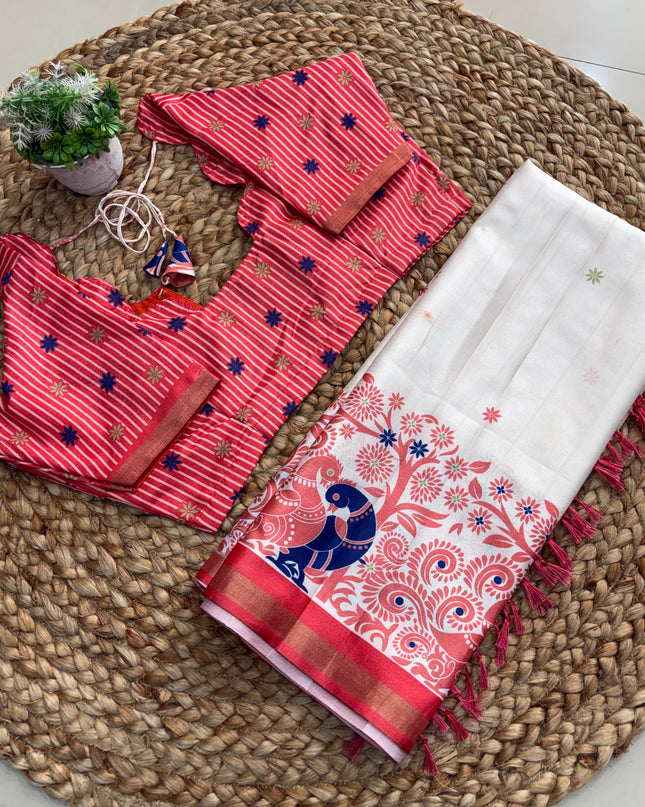 Saree With Stitched Blouse - (size-36-40) - SWSB 176