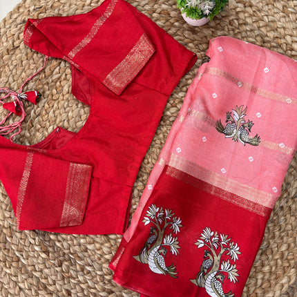 Saree With Stitched Blouse - (size-38-42) - SWSB 184