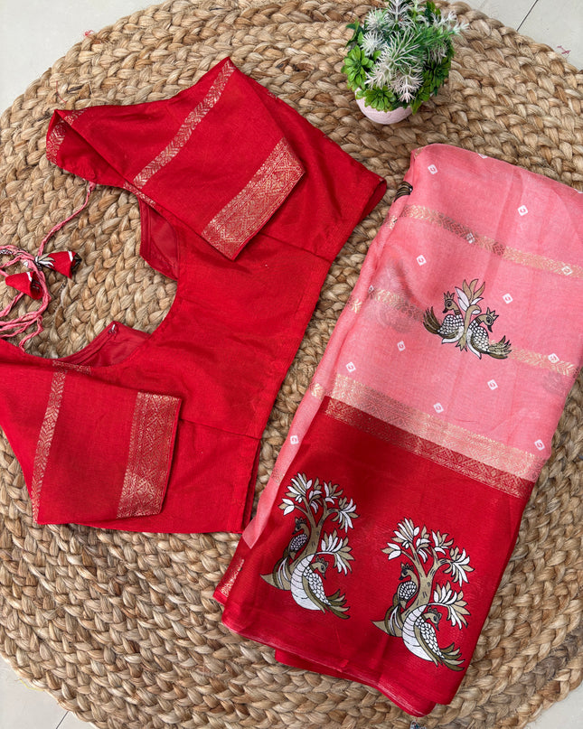 Saree With Stitched Blouse - (size-38-42) - SWSB 184
