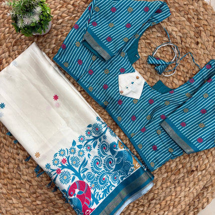 Saree With Stitched Blouse - (size-36-40) - SWSB 180