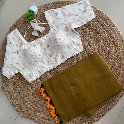 Saree With Readymade Blouse - (SIZE-42-46) - SWSB 1012
