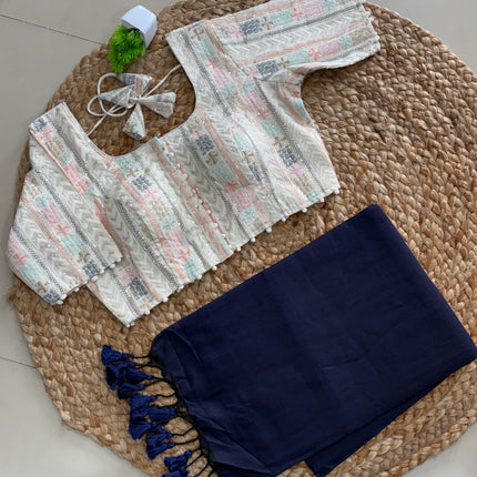 Saree With Readymade Blouse - (SIZE-42-46) - SWSB 1014