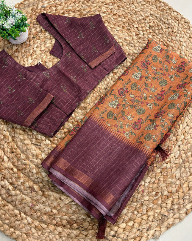 Saree With Stitched Blouse - (size-34-38) - SWSB 207