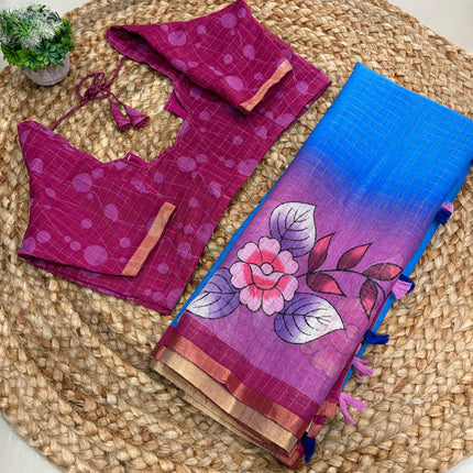 Saree With Stitched Blouse - (size-36-40) - SWSB 189