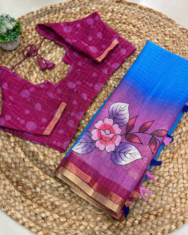 Saree With Stitched Blouse - (size-36-40) - SWSB 189