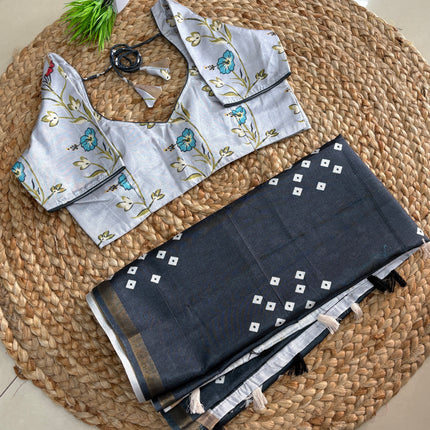 Saree With Stitched Blouse - (SIZE-38-42) - SWSB 1065