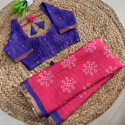 Saree With Stitched Blouse - (SIZE-34-38) - SWSB 1077
