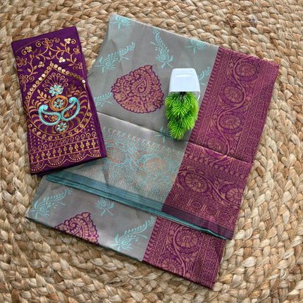 Semi Soft Silk Saree with Embroidery blouse - SSSS 194