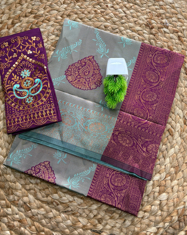 Semi Soft Silk Saree with Embroidery blouse - SSSS 194