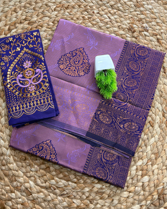 Semi Soft Silk Saree with Embroidery blouse - SSSS 195