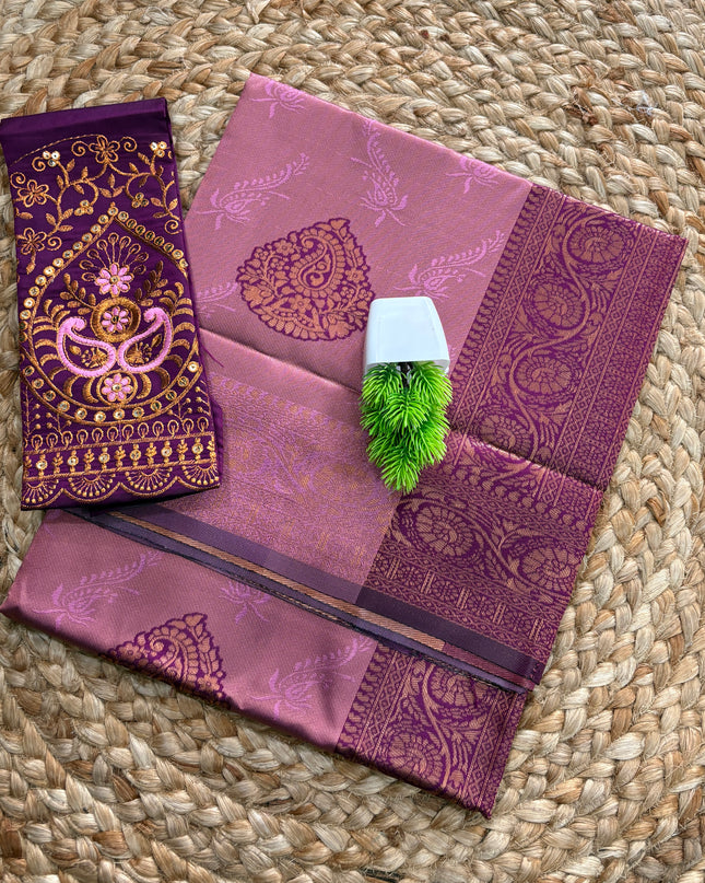Semi Soft Silk Saree with Embroidery blouse - SSSS 197