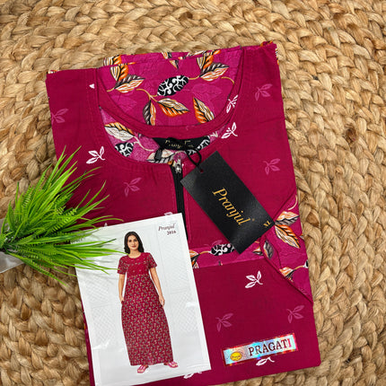Pranjul Nighty - (SIZE-XL) - PN 178 - SHORT ZIP MODEL