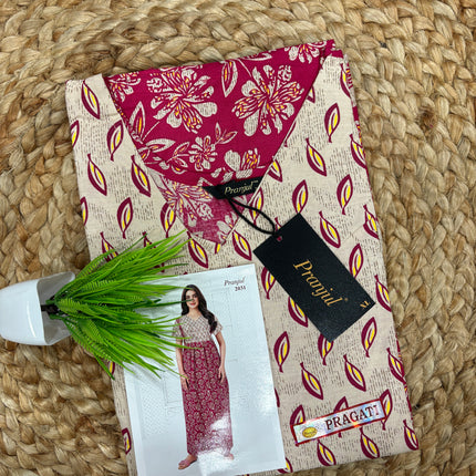 Pranjul Nighty - (SIZE-XL) - PN 197 - NO ZIP NO BUTTON MODEL