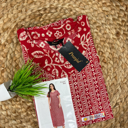 Pranjul Nighty - (SIZE-XL) - PN 204 - NO ZIP NO BUTTON MODEL
