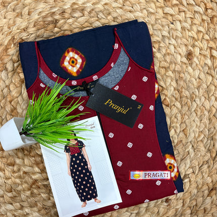 Pranjul Nighty - (SIZE-XL) - PN 205 - ZIP MODEL