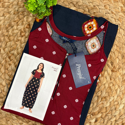 Pranjul Nighty - (SIZE-L) - PN 215 - ZIP MODEL