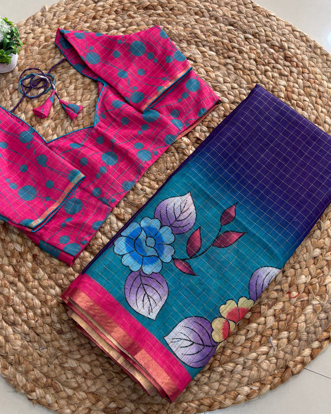 Saree With Stitched Blouse - (size-38-42) - SWSB 255