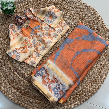 Saree With Stitched Blouse - (size-38-42) - SWSB 274