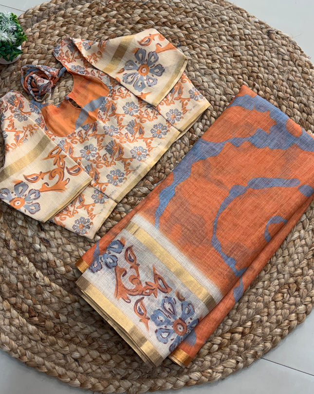 Saree With Stitched Blouse - (size-38-42) - SWSB 274