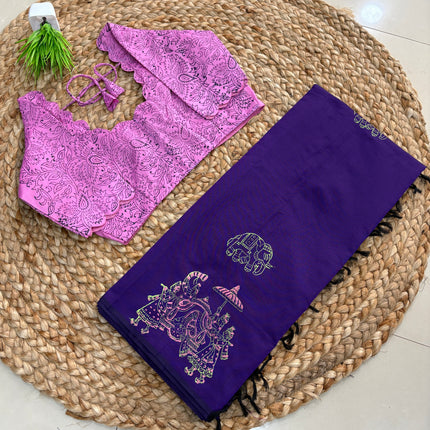 Saree With Stitched Blouse - (size-32-38) - SWSB 302