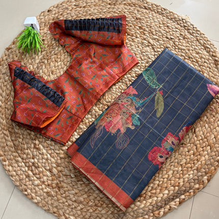 Saree With Stitched Blouse - (size-38-42) - SWSB 309