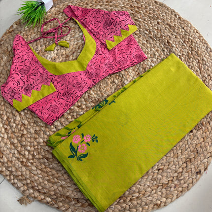 Saree With Stitched Blouse - (size-40-44) - SWSB 293