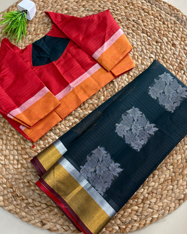 Saree With Stitched Blouse - (size-36-40) - SWSB 377