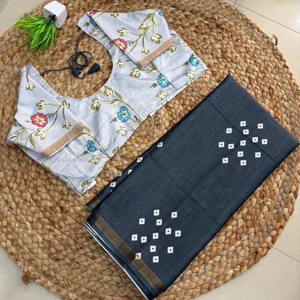 Saree With Stitched Blouse - (size-38-42) - SWSB 348
