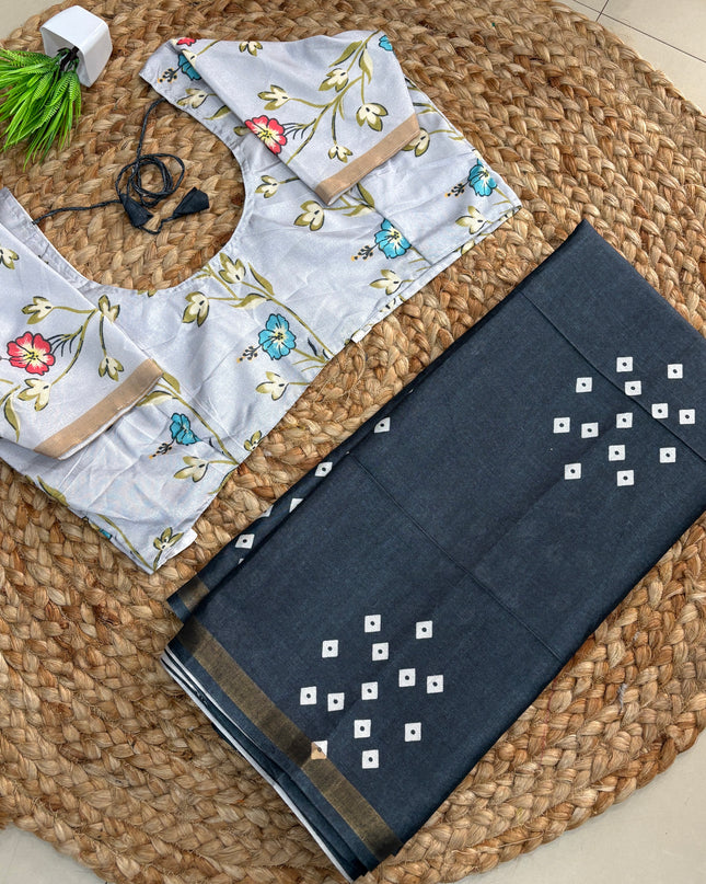 Saree With Stitched Blouse - (size-38-42) - SWSB 348