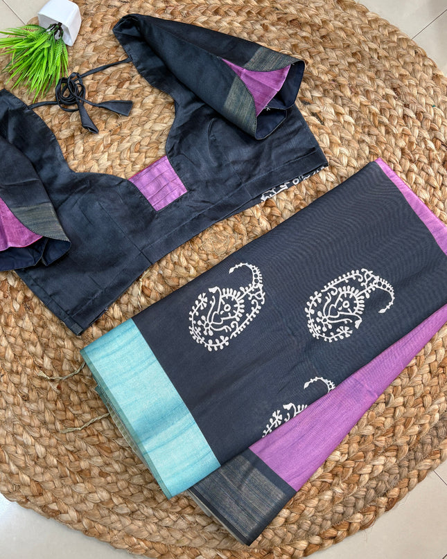 Saree With Stitched Blouse - (size-40-44) - SWSB 398