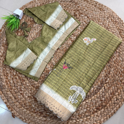 Saree With Stitched Blouse - (size-38-42) - SWSB 385