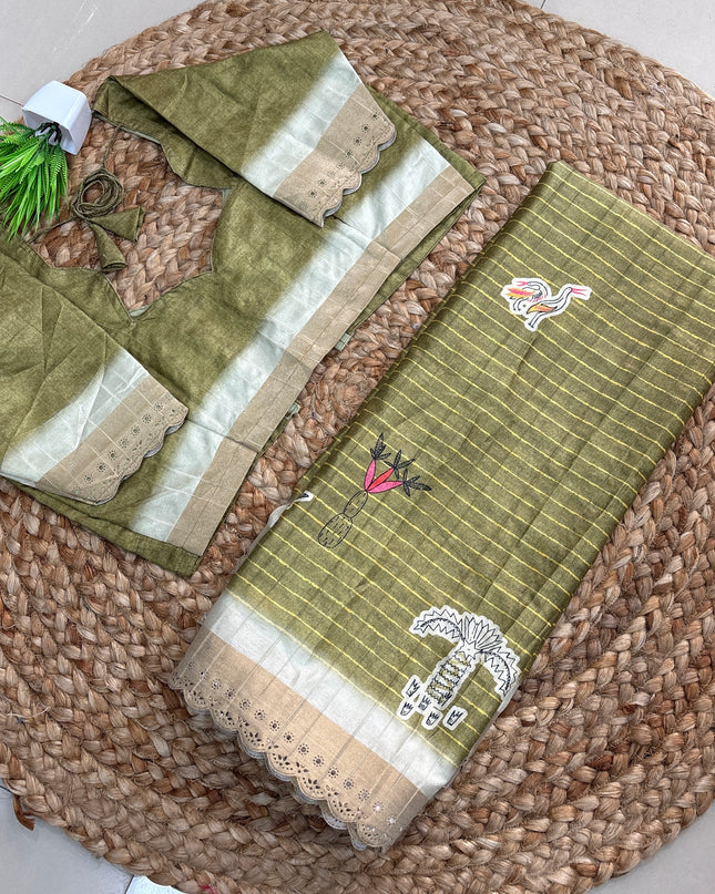 Saree With Stitched Blouse - (size-38-42) - SWSB 385