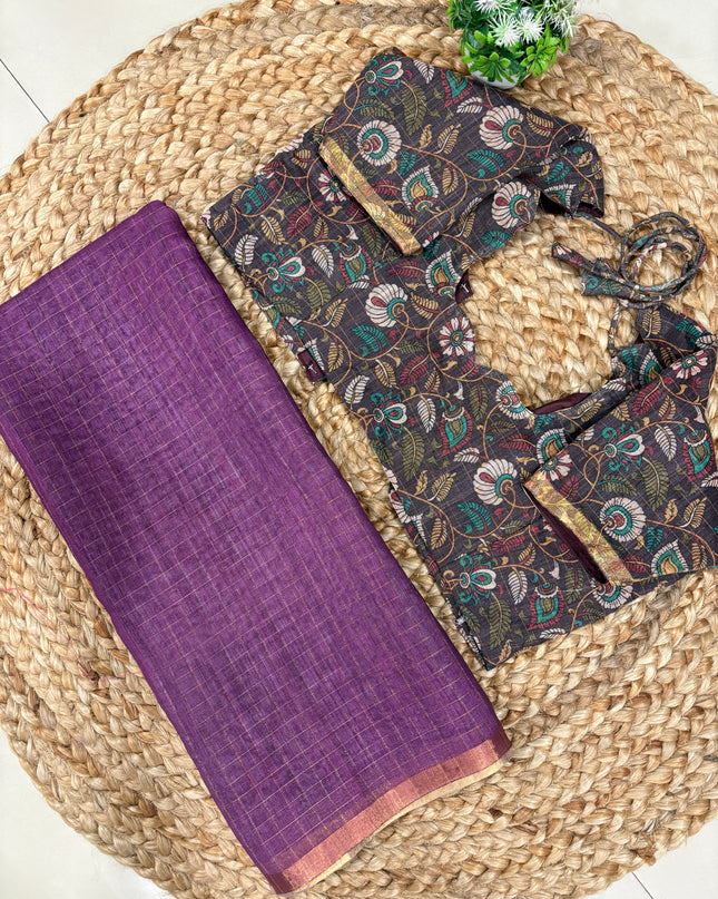 Saree With Stitched Blouse - (size-38-42) - SWSB 406